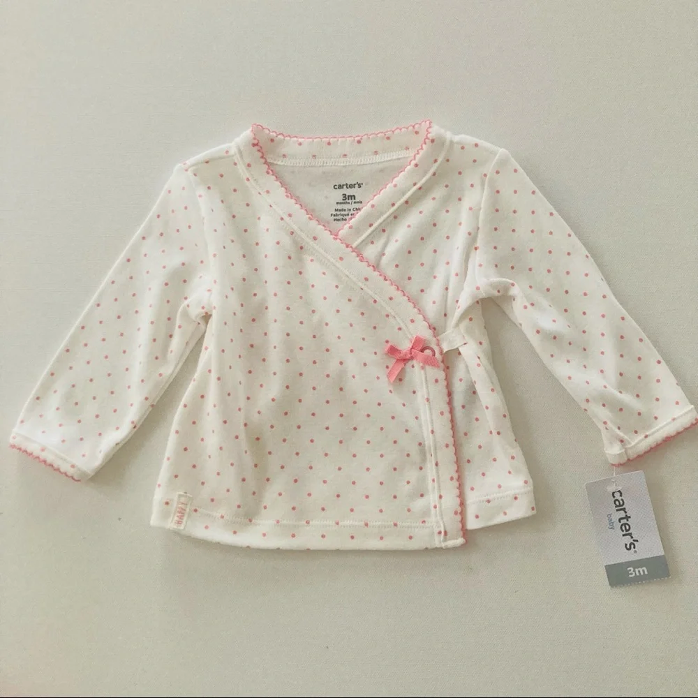 Carter’s Baby Girl 3 Months Pink Outfit Top Footed Pants Hat Set